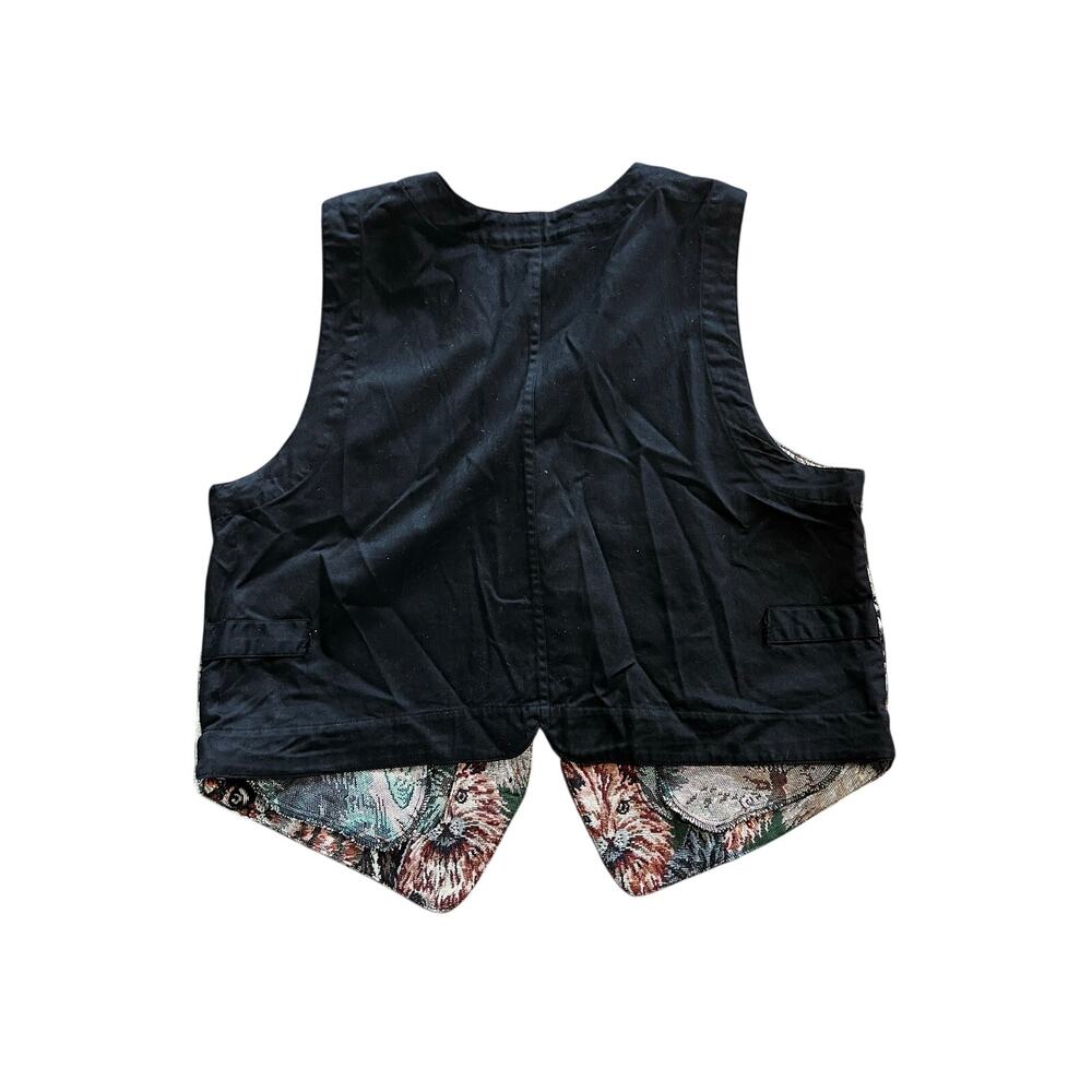 Vtg Karen Scott Tapestry Cat Print Grandmacore Vest | Women’s XL - Picture 2 of 5